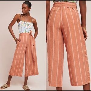 NWOT Anthropologie wide leg cropped linen pants